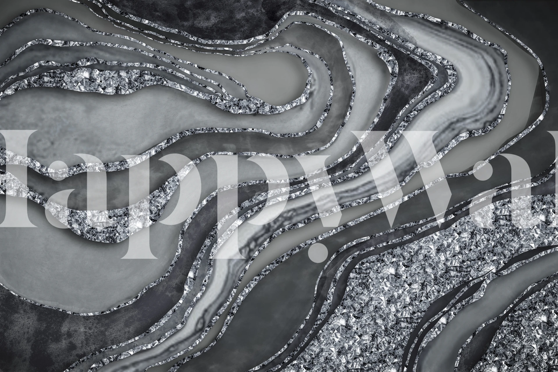 Crystal Marble Grey wallpaper in a room setting