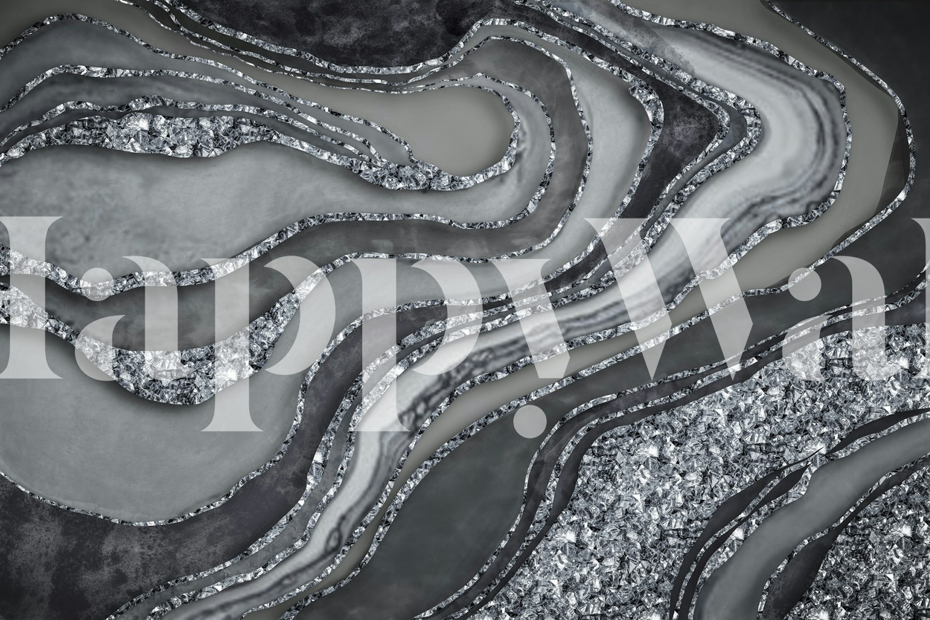 Crystal Marble Grey wallpaper in a room setting