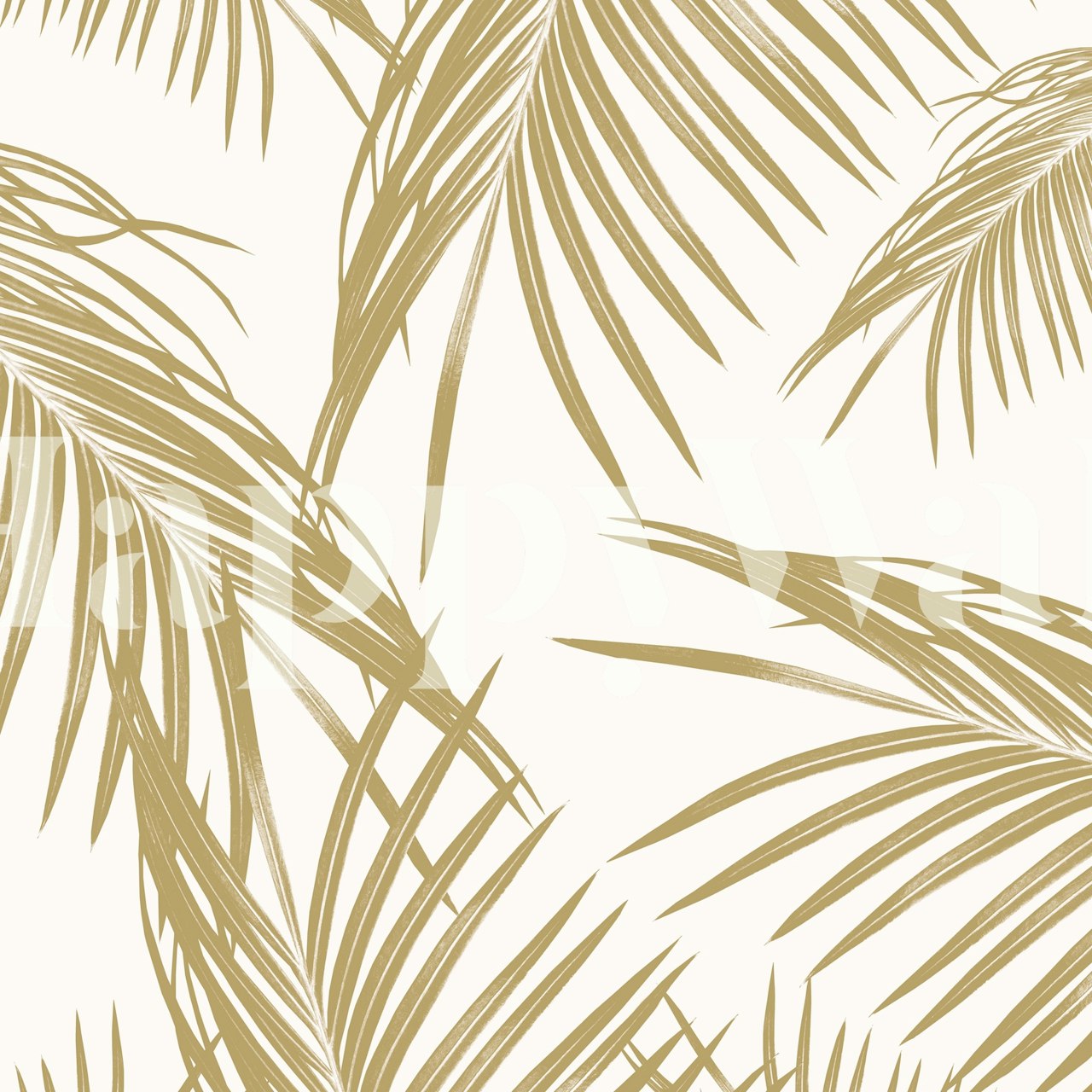 Gold palm leaves pattern on a white background wallpaper
