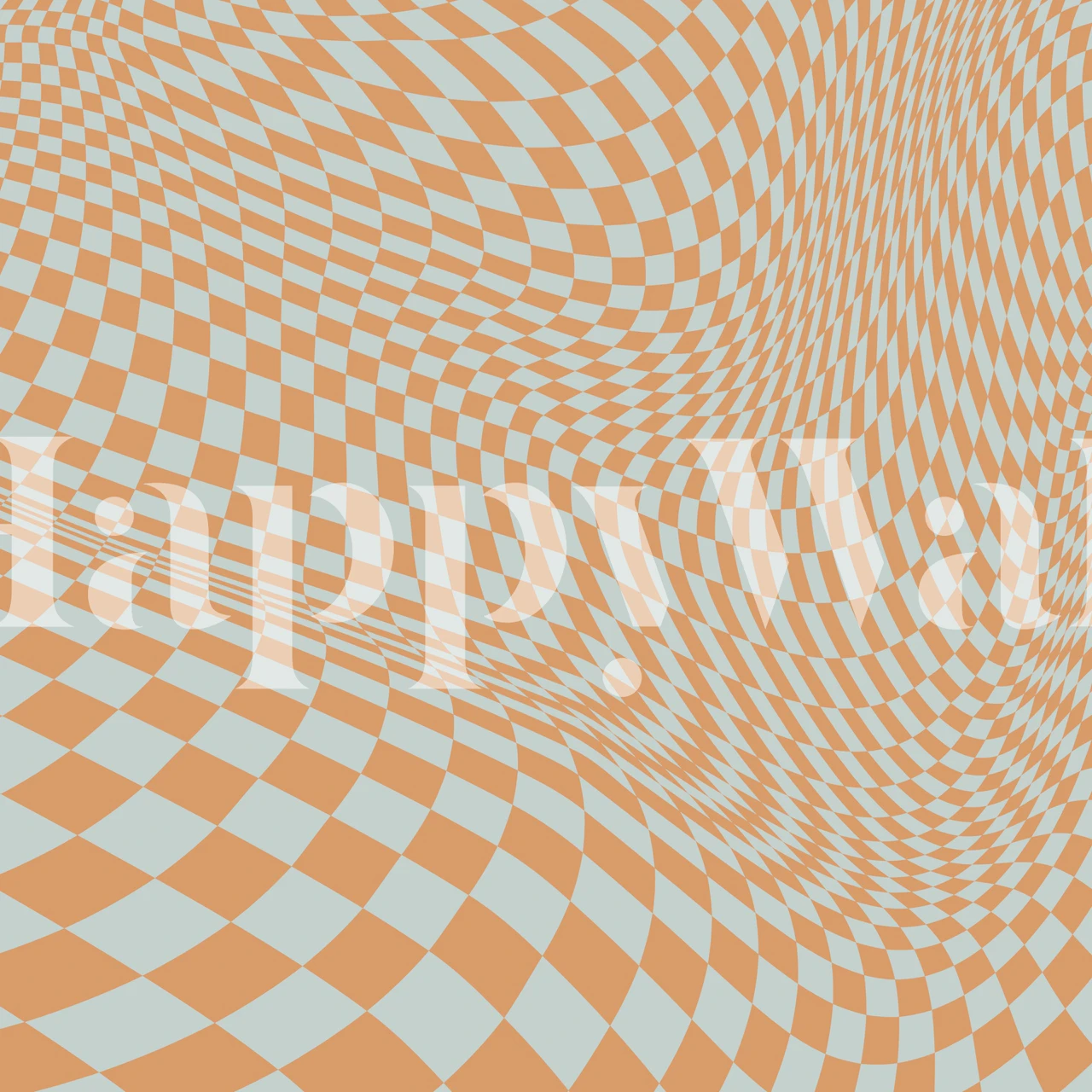 Abstract orange and light blue checkered wallpaper