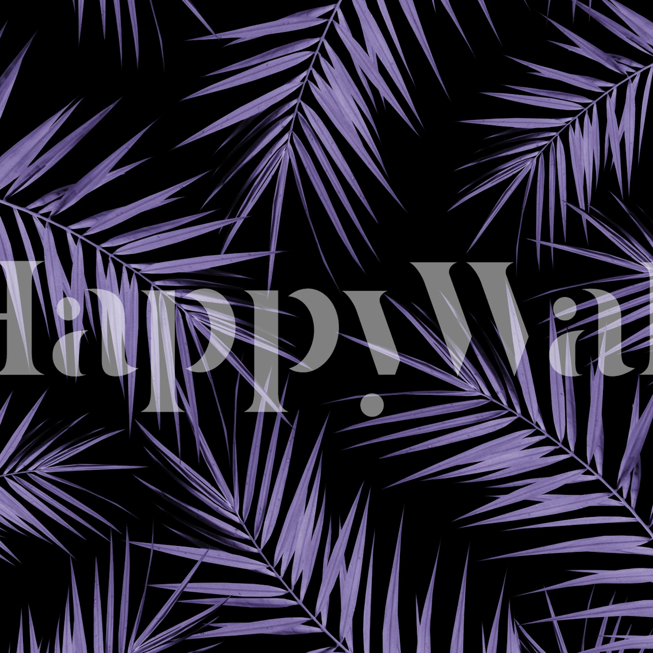 Purple palm leaves on a black background wallpaper