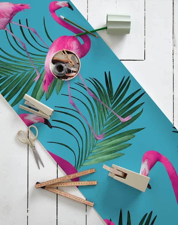 Summer Flamingo Palm Vibes 2 wallpaper roll
