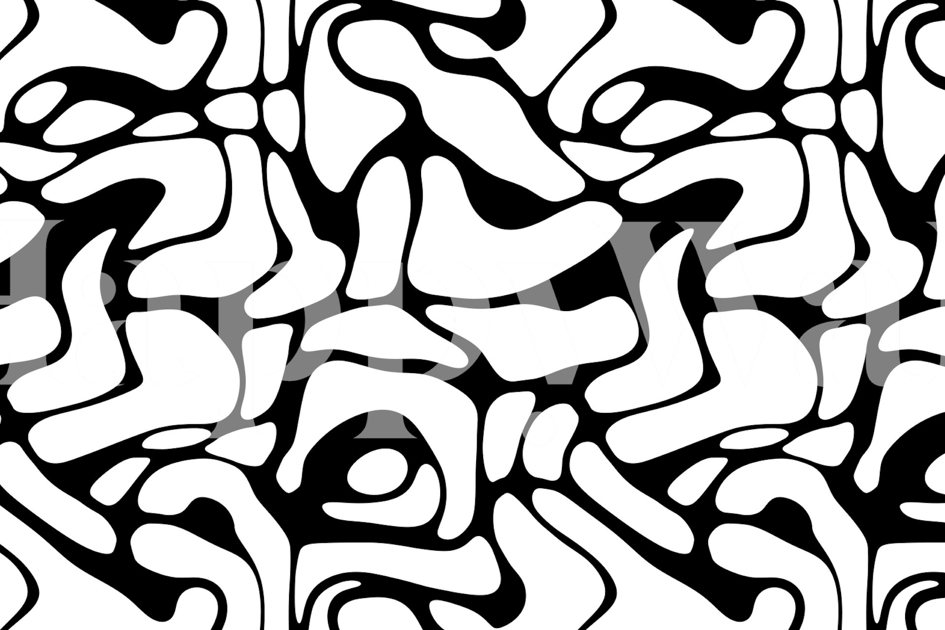 Abstract black and white organic shapes wall mural