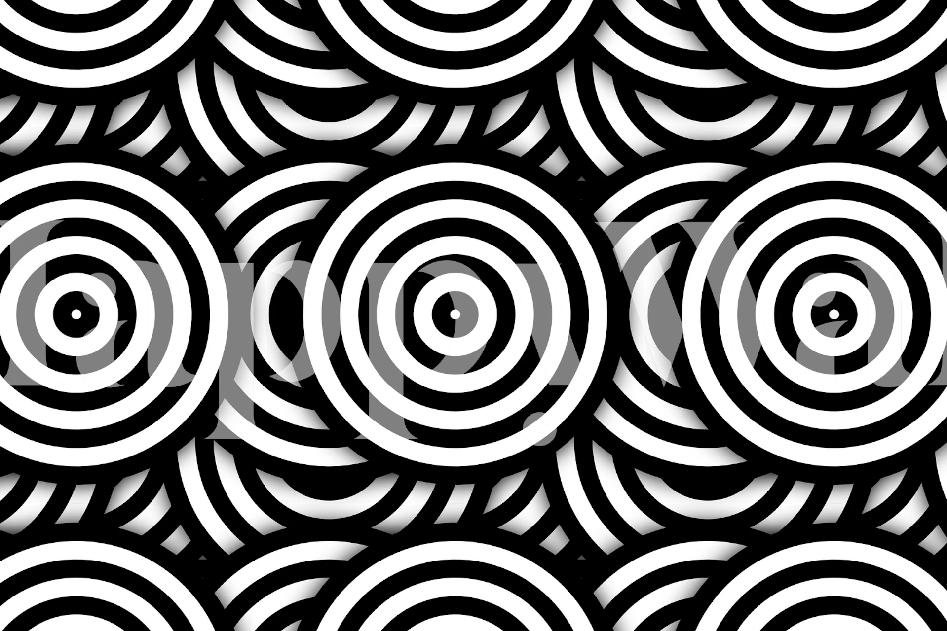 Black and white concentric circle pattern wallpaper