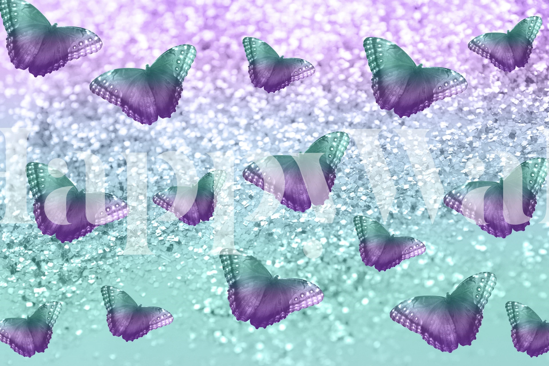 Mermaid Butterfly Glitter wallpaper in a room