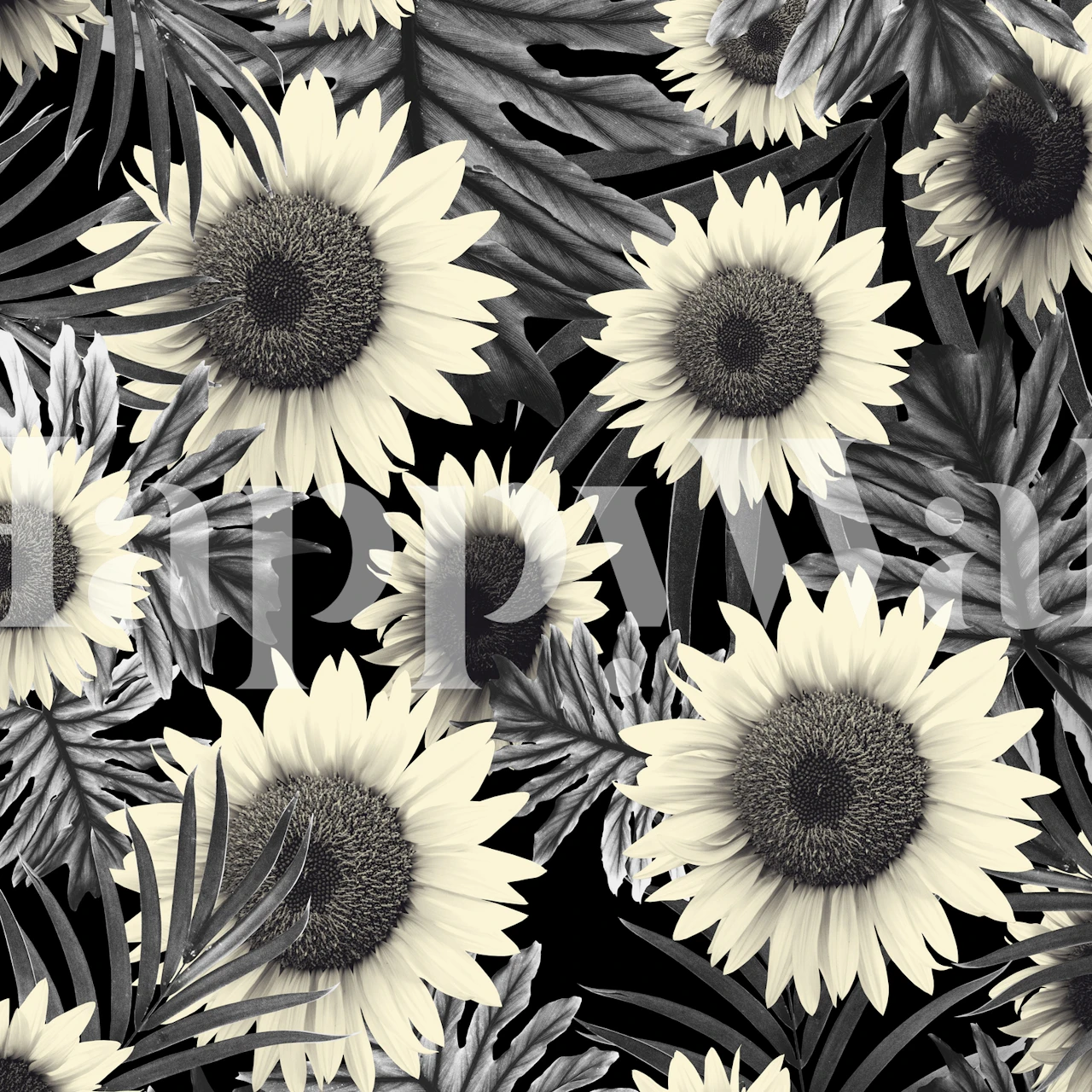 Tropical Sunflower Jungle behang in een kamer