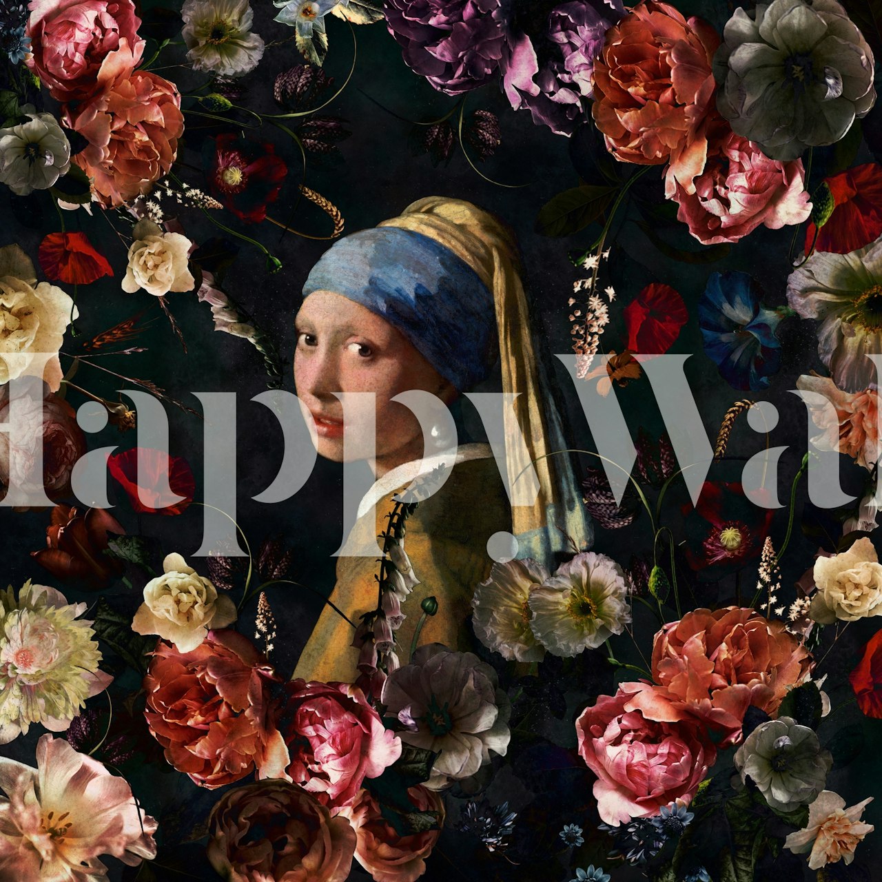 Blomsterdesign med et portræt