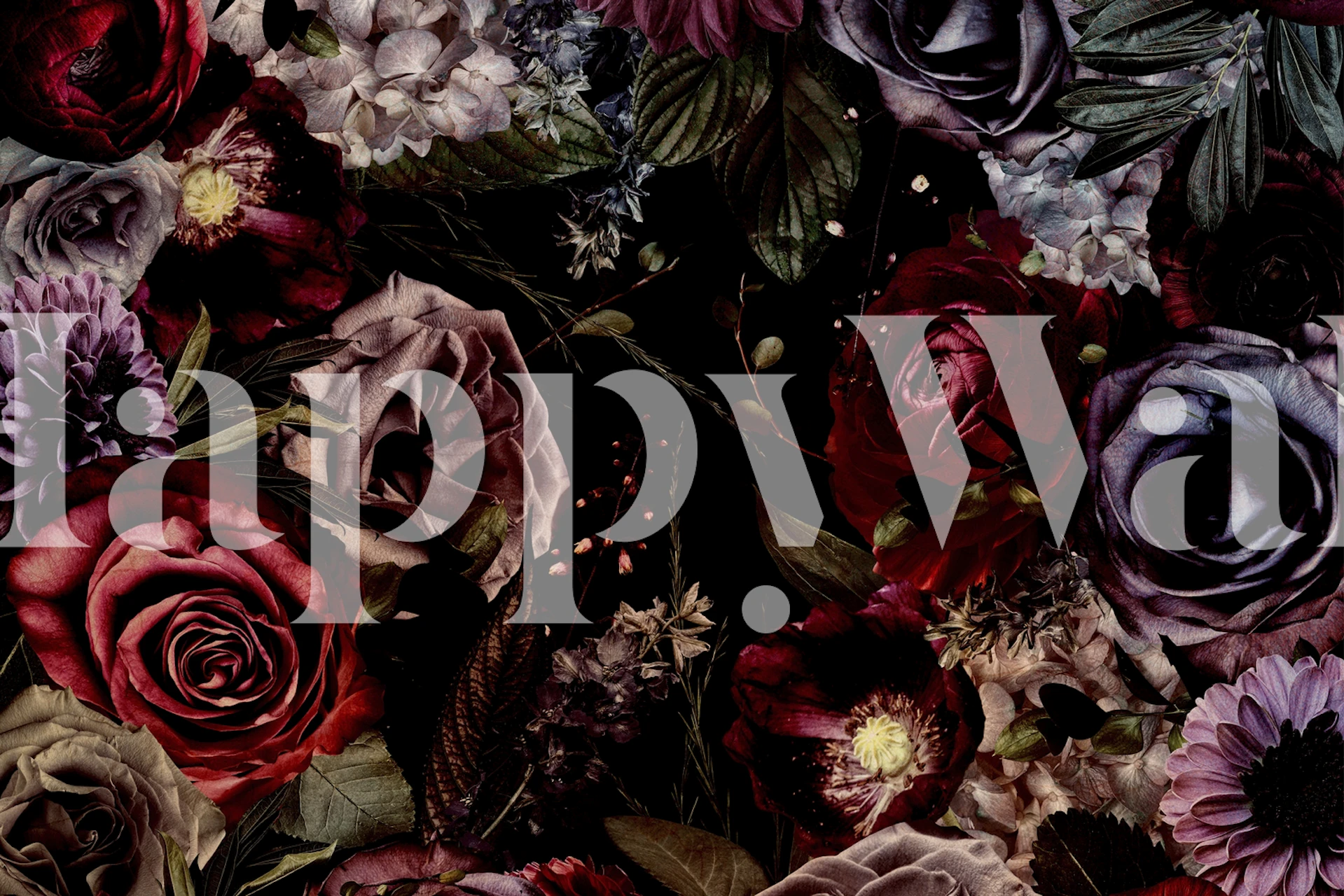 Dark floral patterns in deep red, purple, and white hues wallpaper