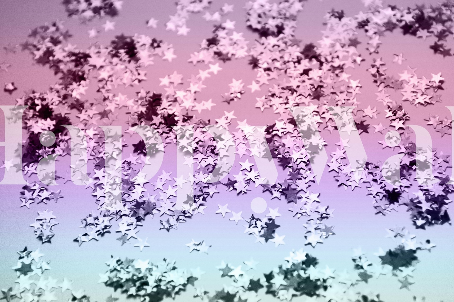 Unicorn Girls Glitter Stars behang in een kamer