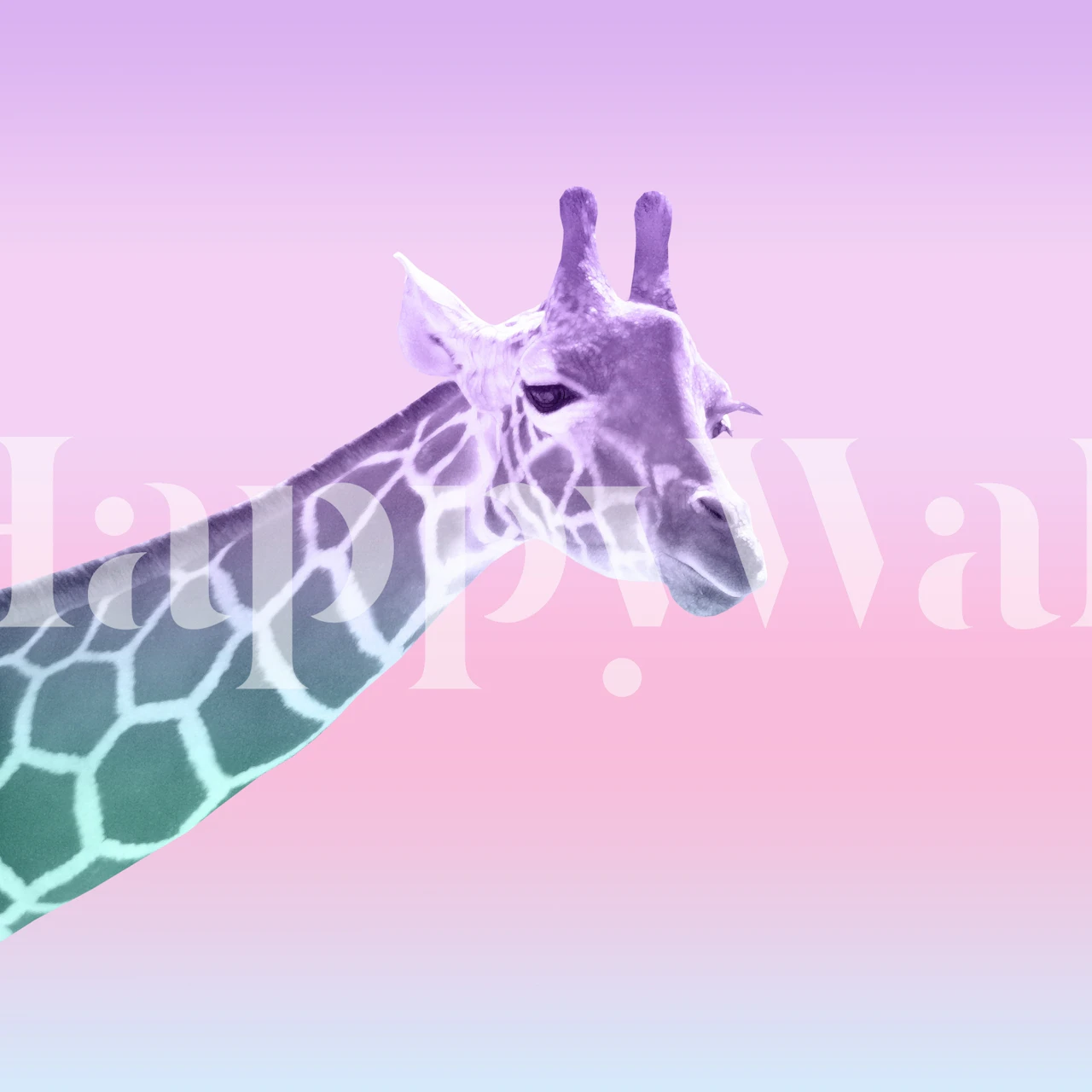 Giraffe against pastel gradient background wallpaper