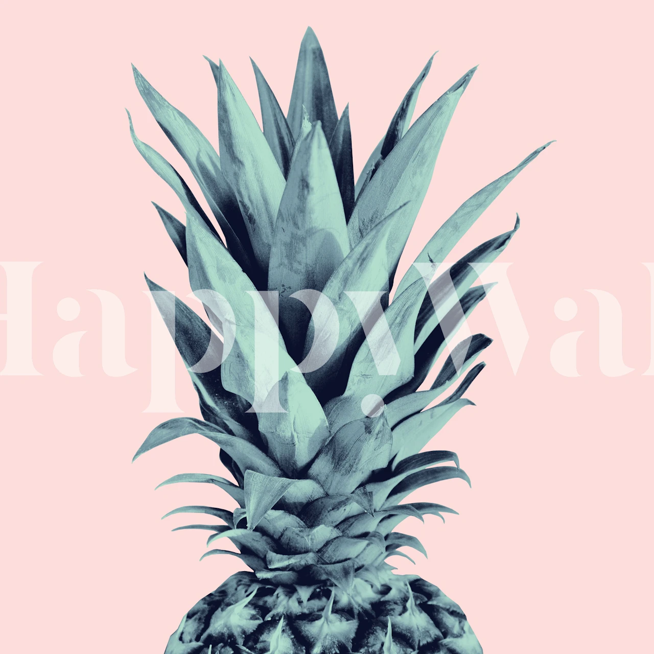 Blush pineapple wallpaper in a room