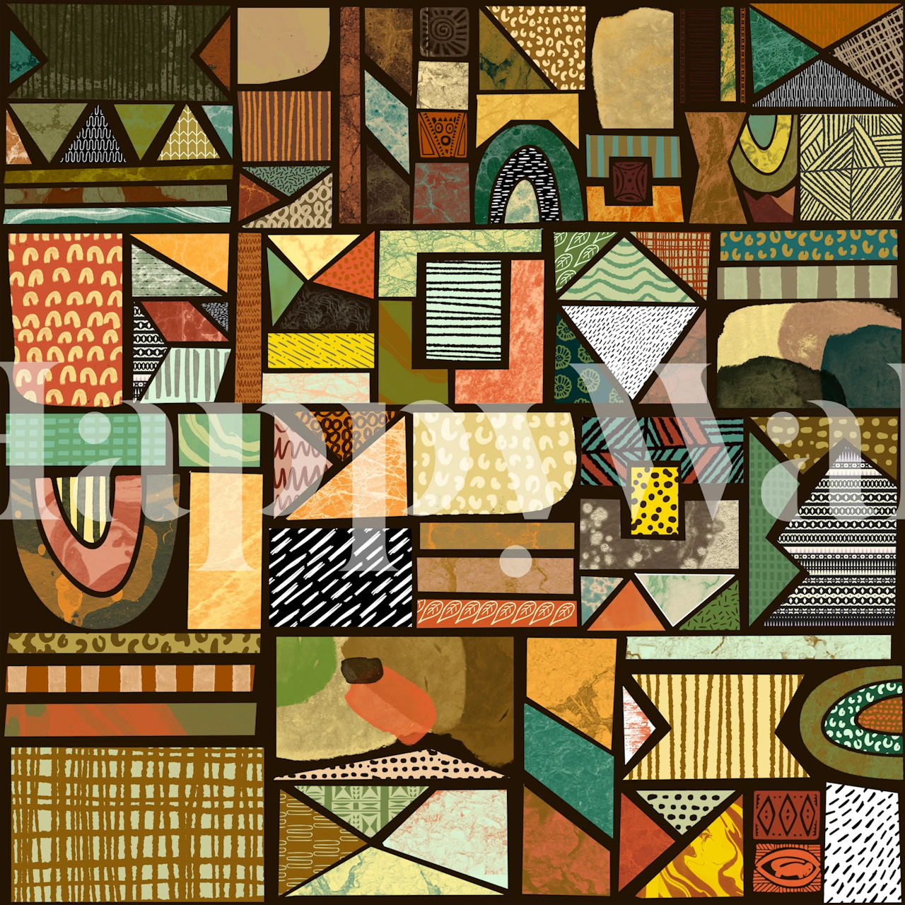 Geometric patterns in warm earthy tones on wallpaper