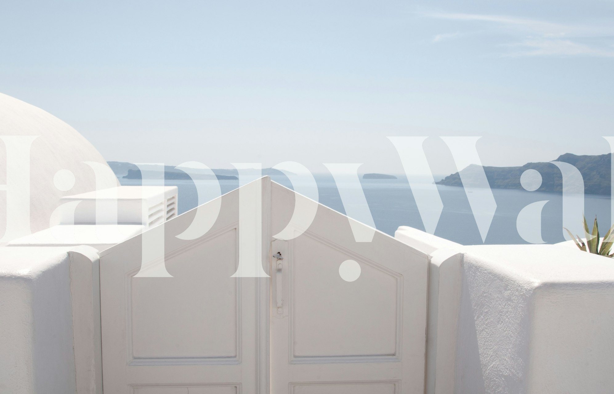 Tapetti, jossa on Santorini Oia -portin näkymä