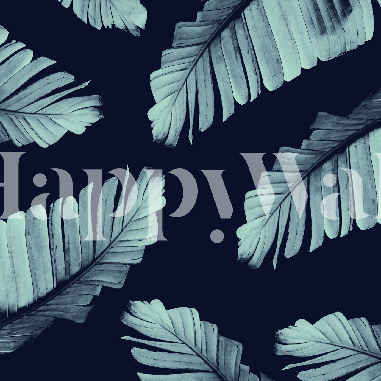 Navy Blue Banana Leaves tapeta u sobi