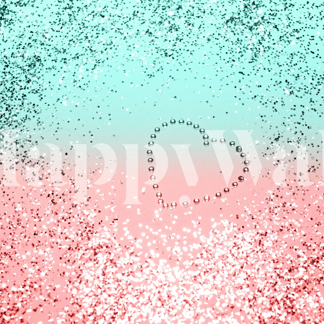 Glitter heart design in pink and aqua colors, abstract wallpaper