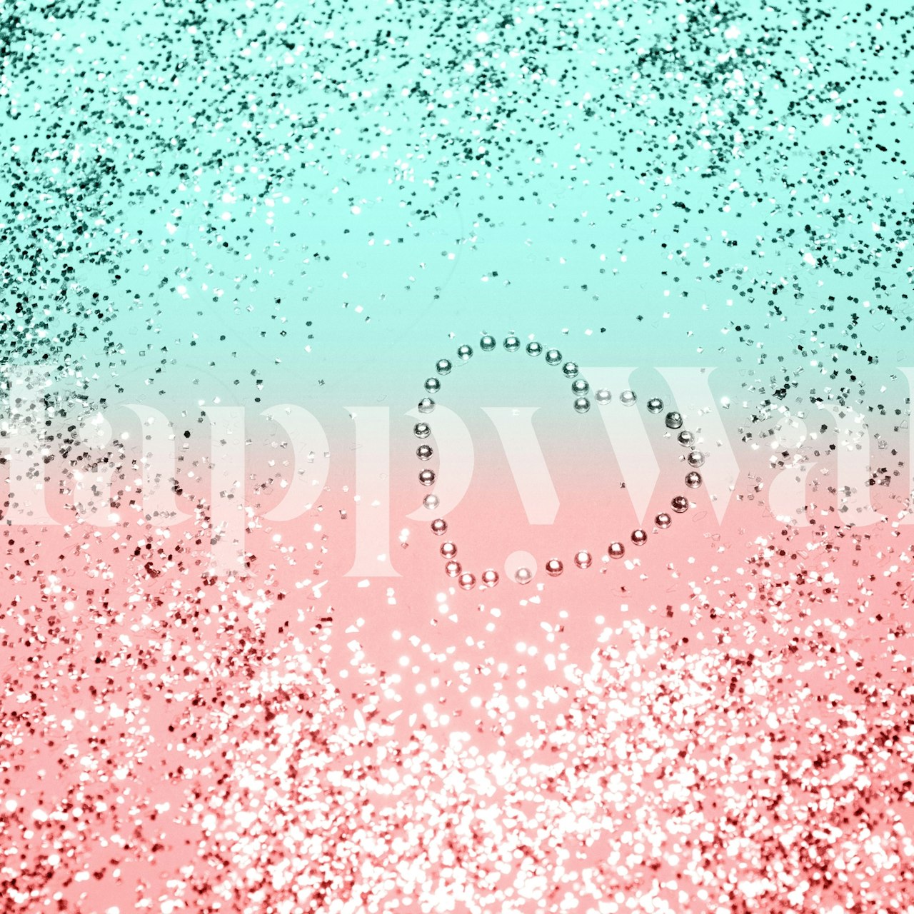 Glitter heart design in pink and aqua colors, abstract wallpaper