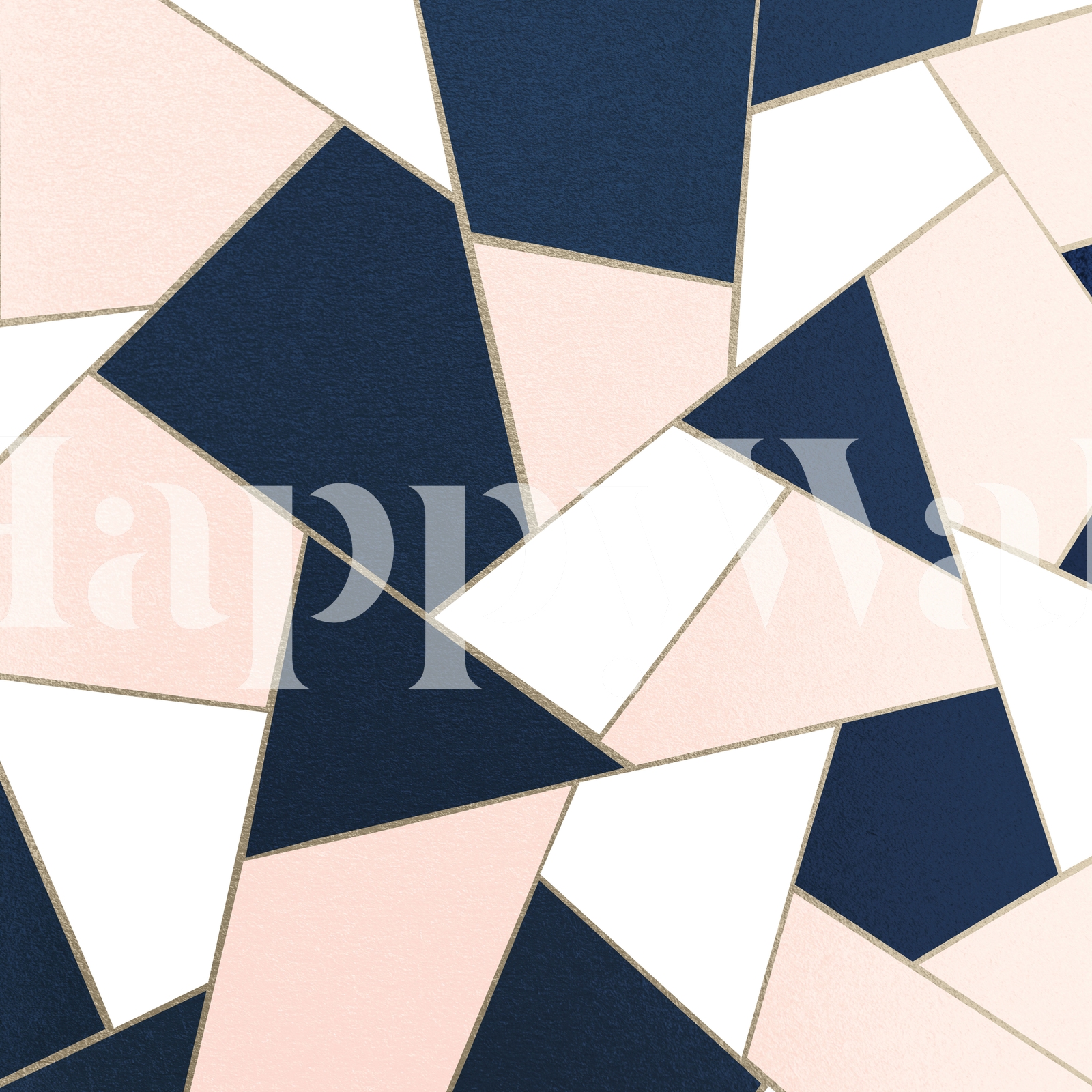 Buy Navy Blue Blush Gold Geo 1 wallpaper Free shipping