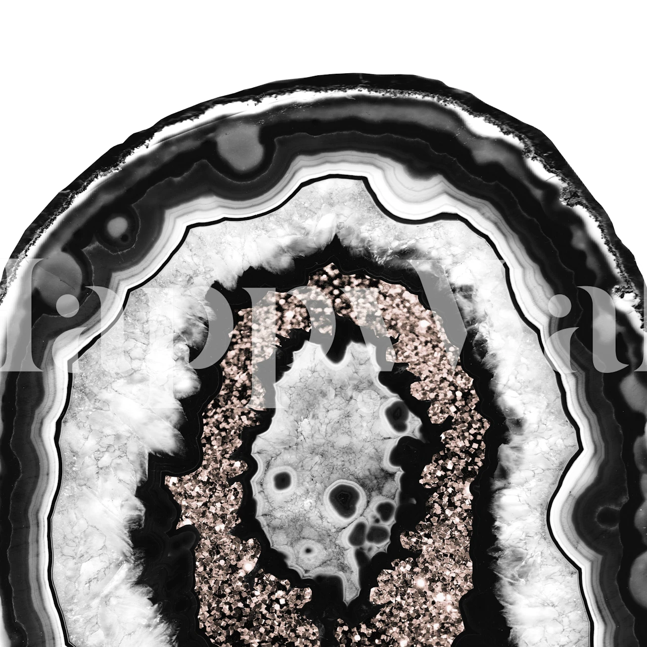 B W Agate Rose Gold Glitter 3 wallpaper in a room