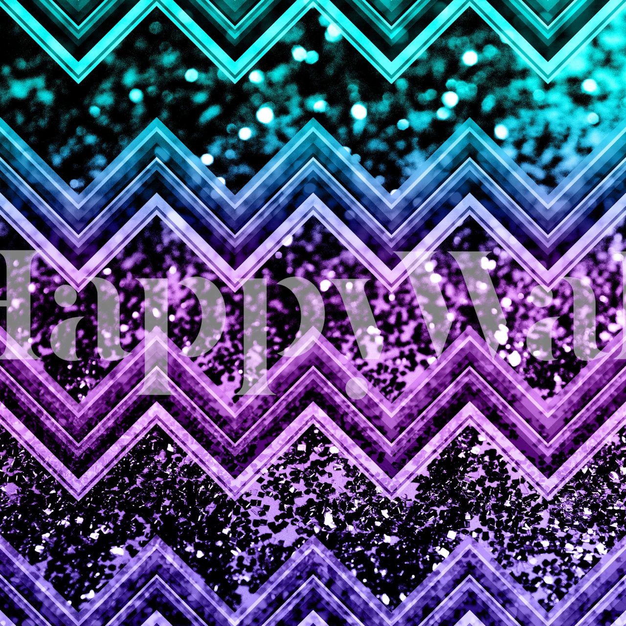 Chevron pattern in purple and teal glitter wallpaper