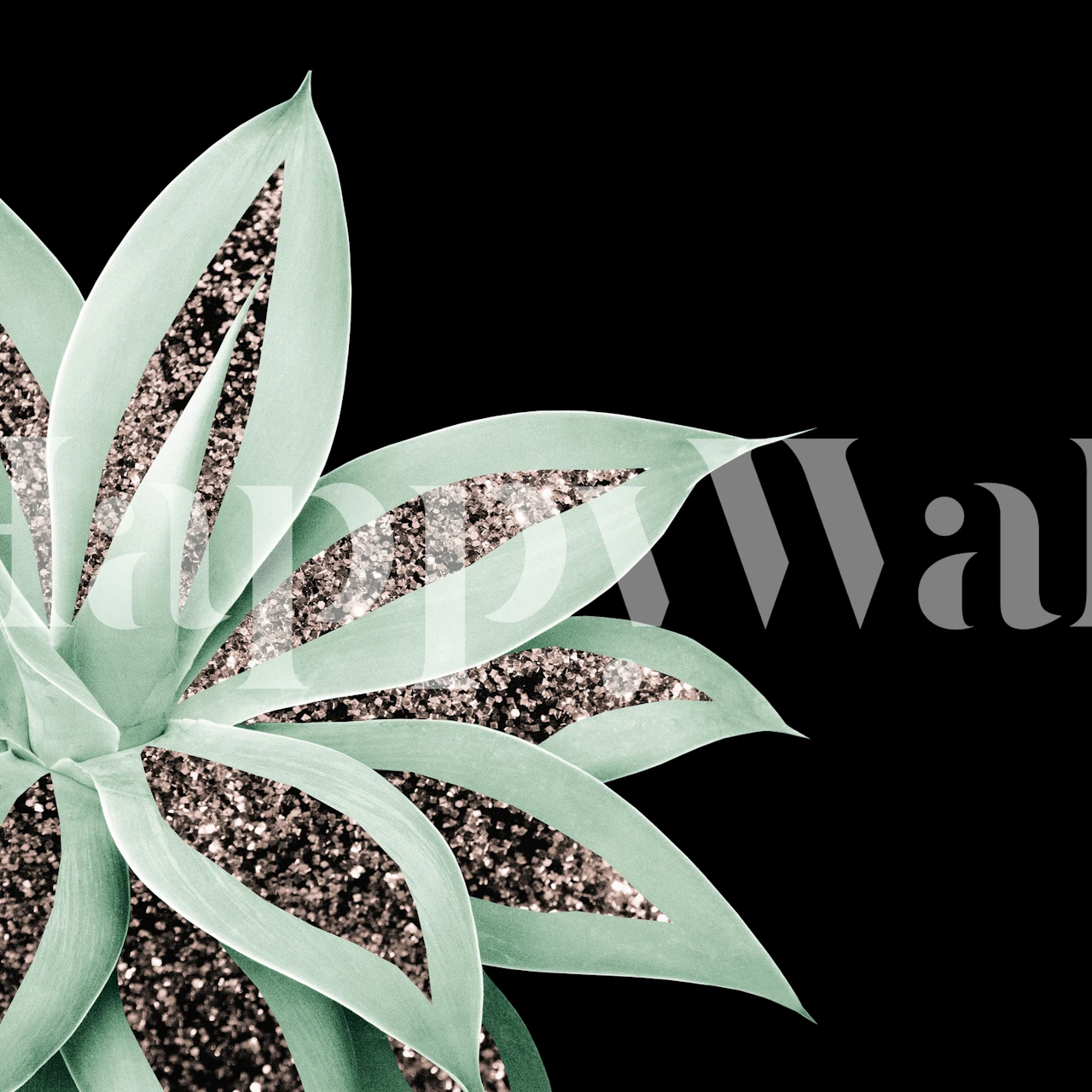 Agave Finesse Glitter Glam 2 Tapete in einem Raum