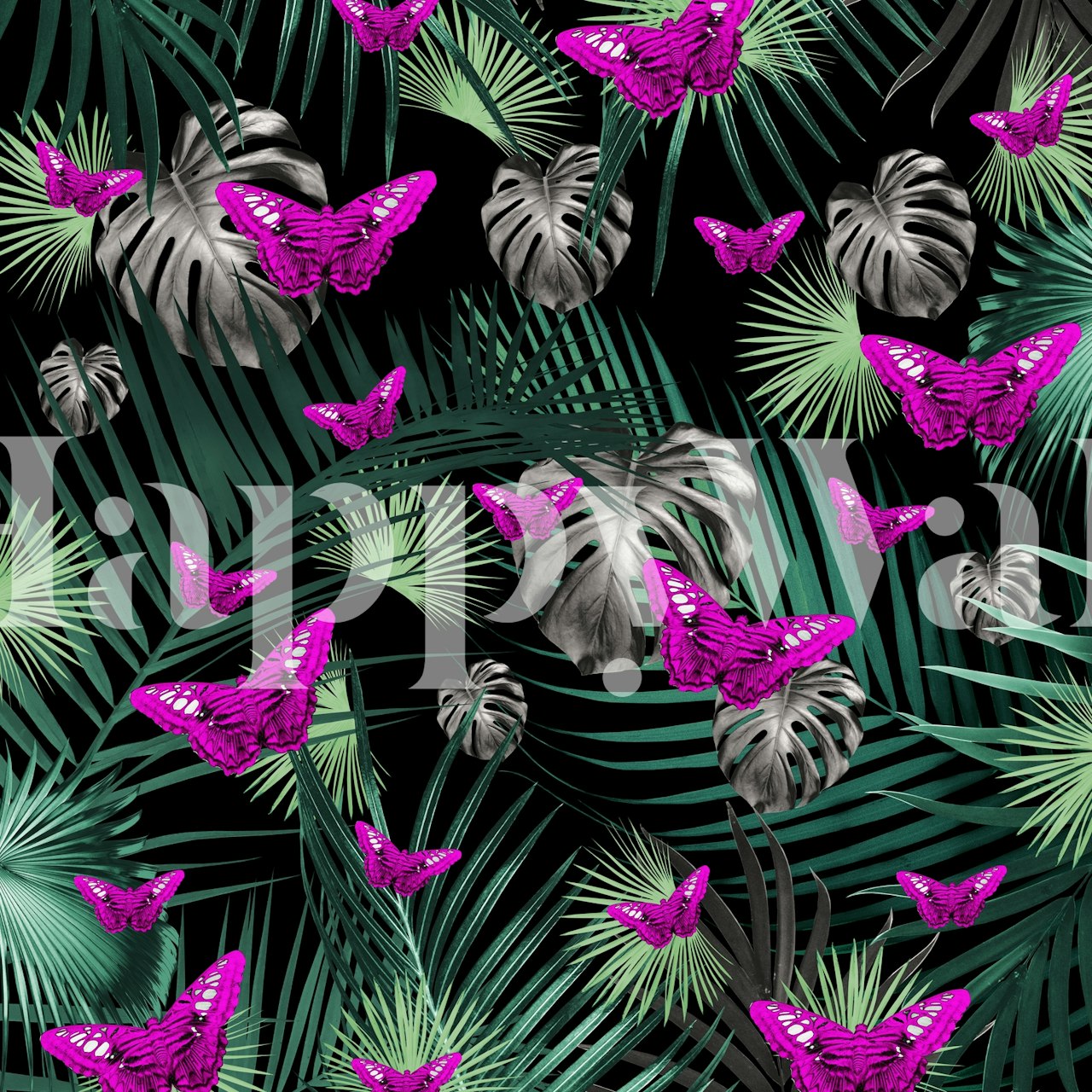 Conception de papier peint Summer Jungle Tropical Night