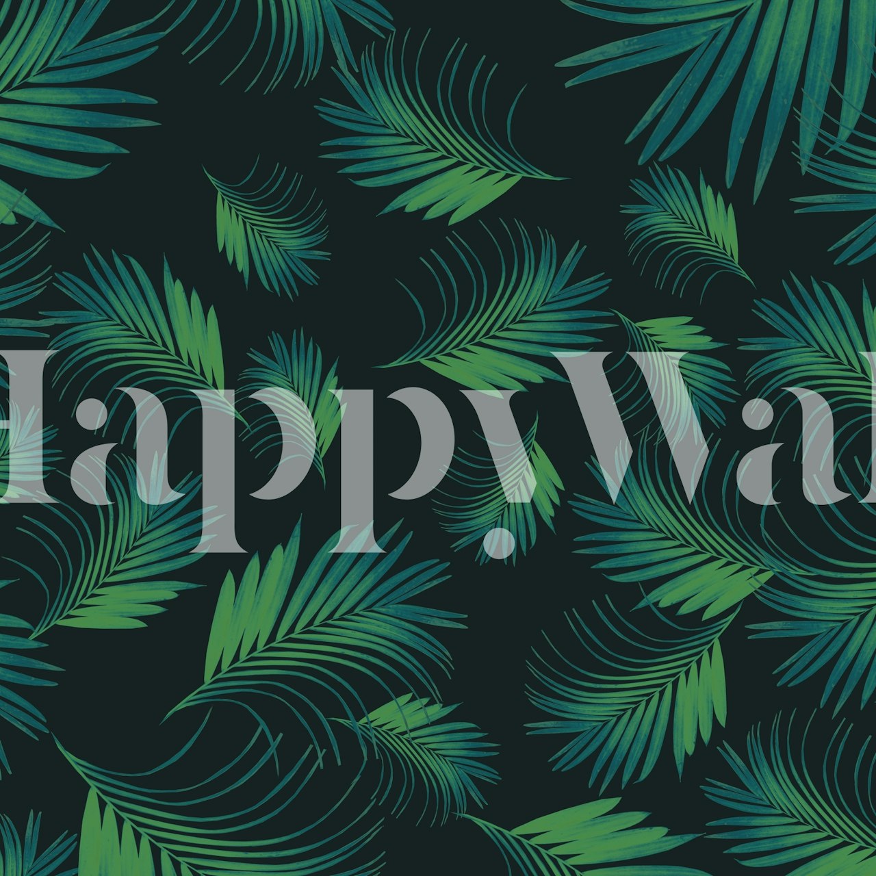 Papier peint mural à motif de palmiers de nuit tropicale avec des frondes verdoyantes sur un fond sombre