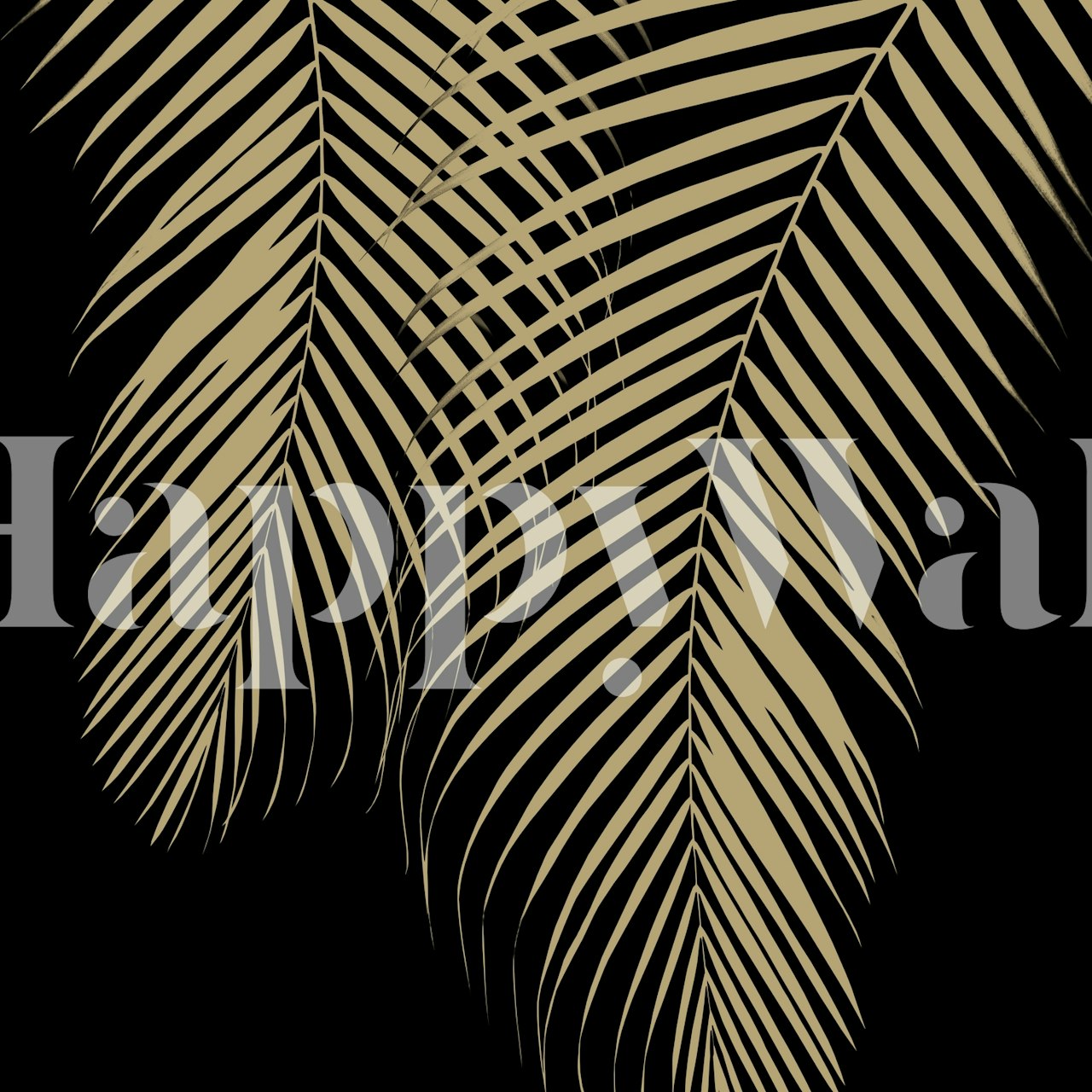 Summer Night Palm Leaves Wall Mural featuring golden fronds on a dark background