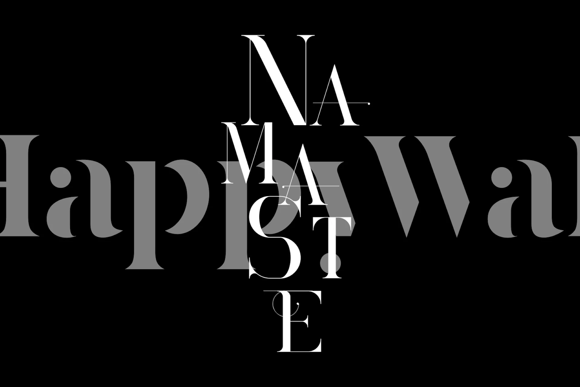 Zwart-wit Namaste typografie muurschildering