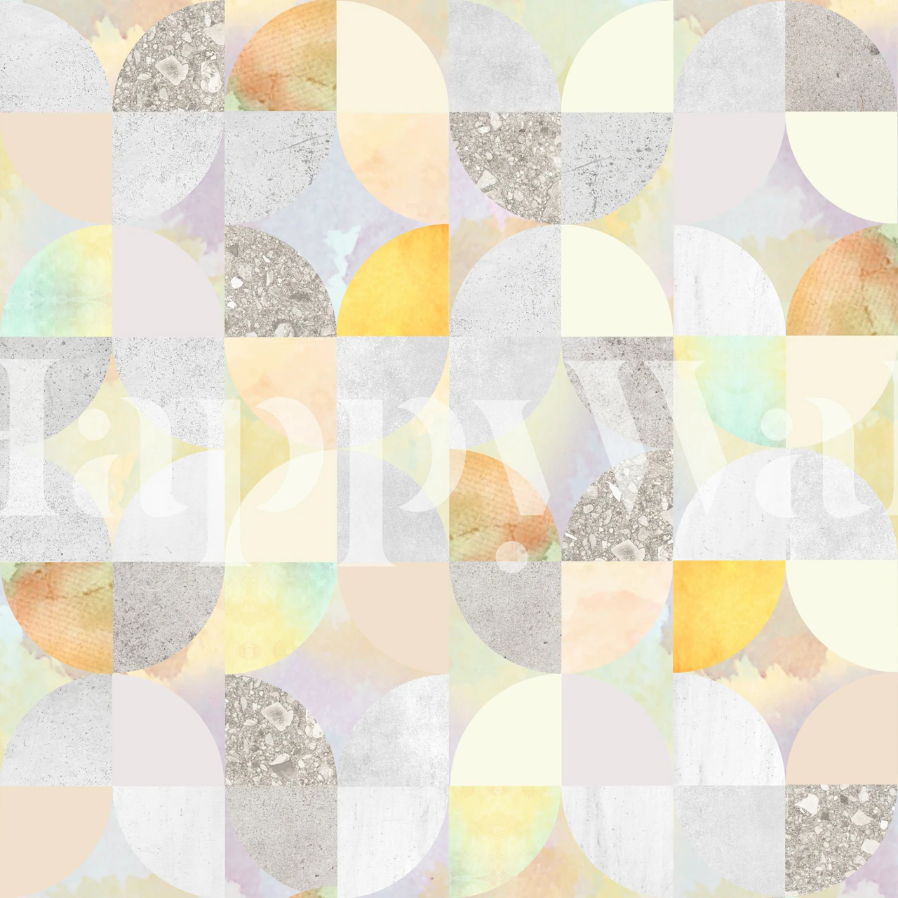 Geometric art wall wallpaper in room setting