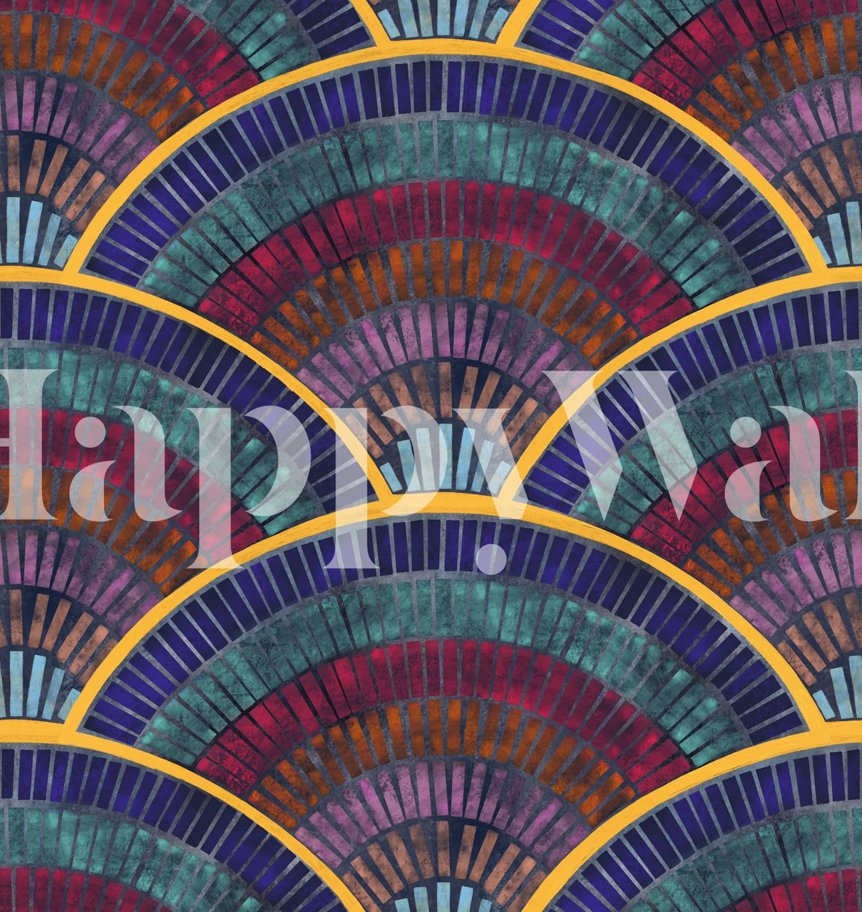 Szczegół Jewel Tones Tiles: Tapeta inspirowana stylem Art Deco