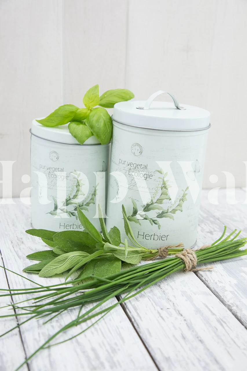 Fresh Green Herbs -tapetti huoneessa
