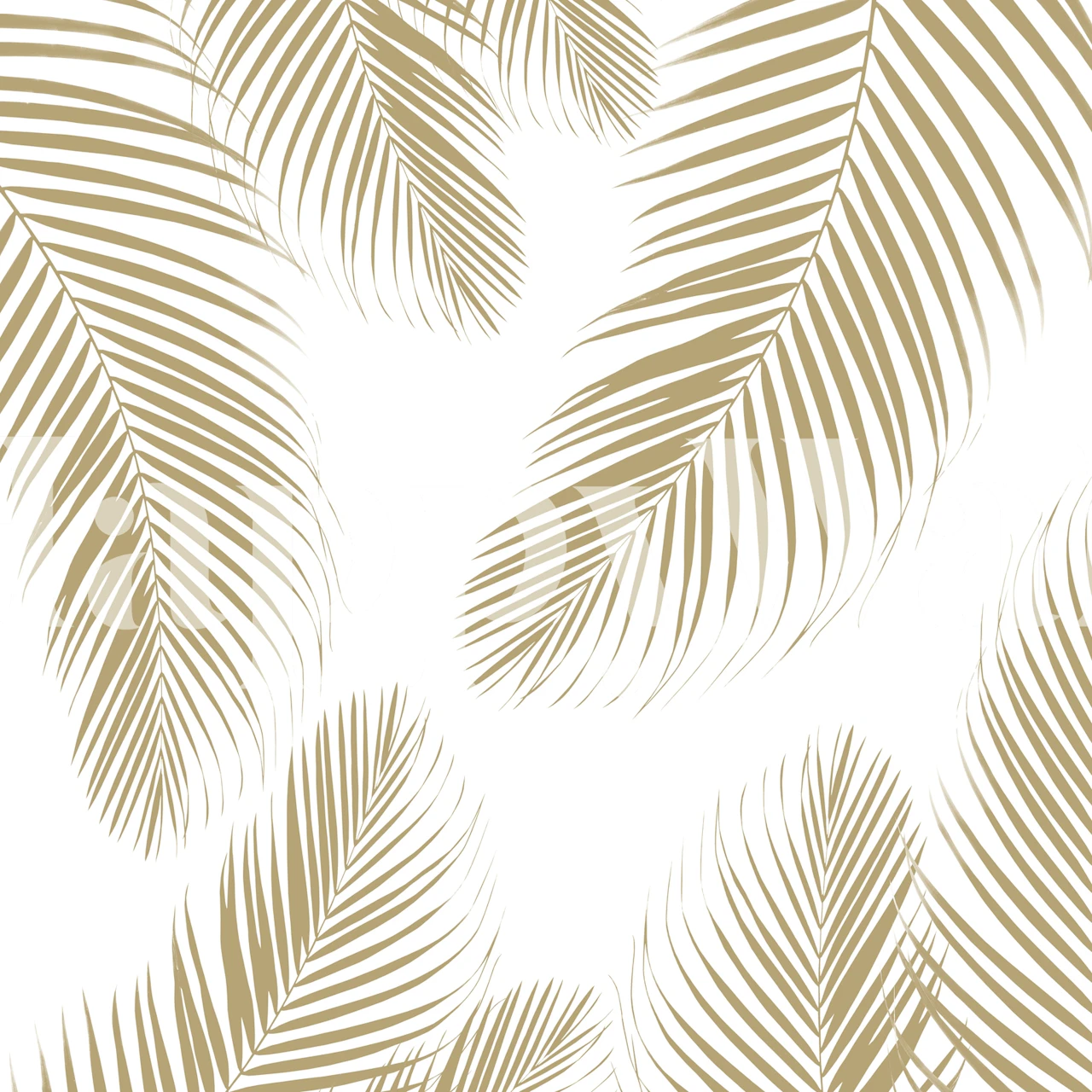 Gold palm leaf patterns on a white background wallpaper