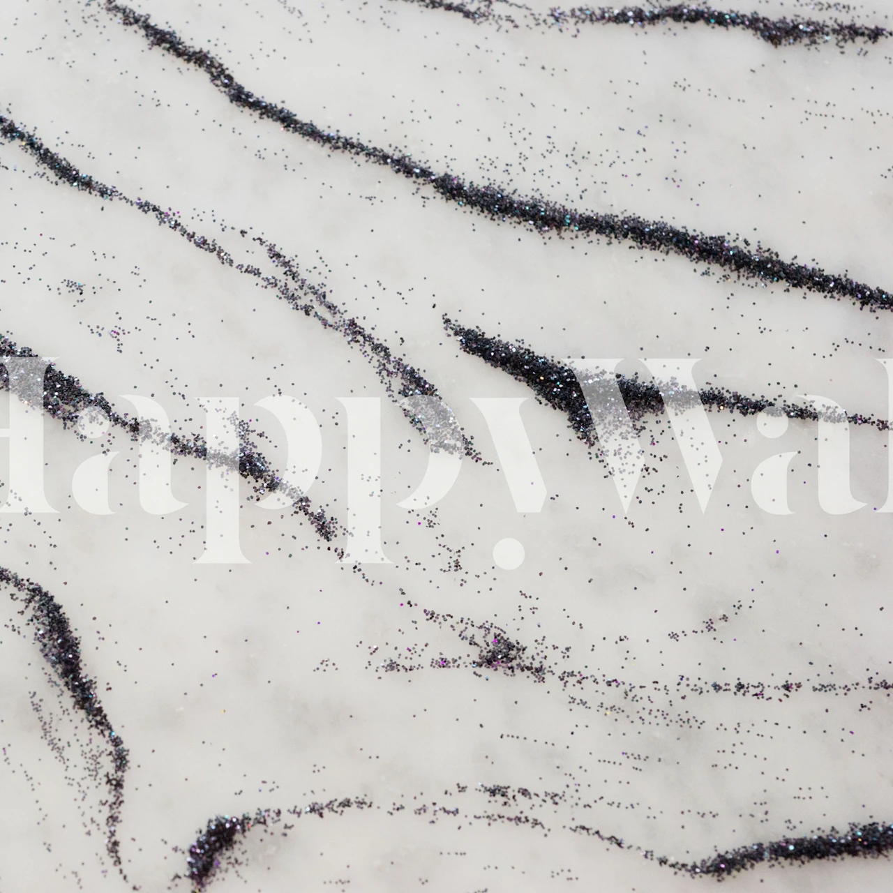 Black and white marble wallpaper with glitter accents