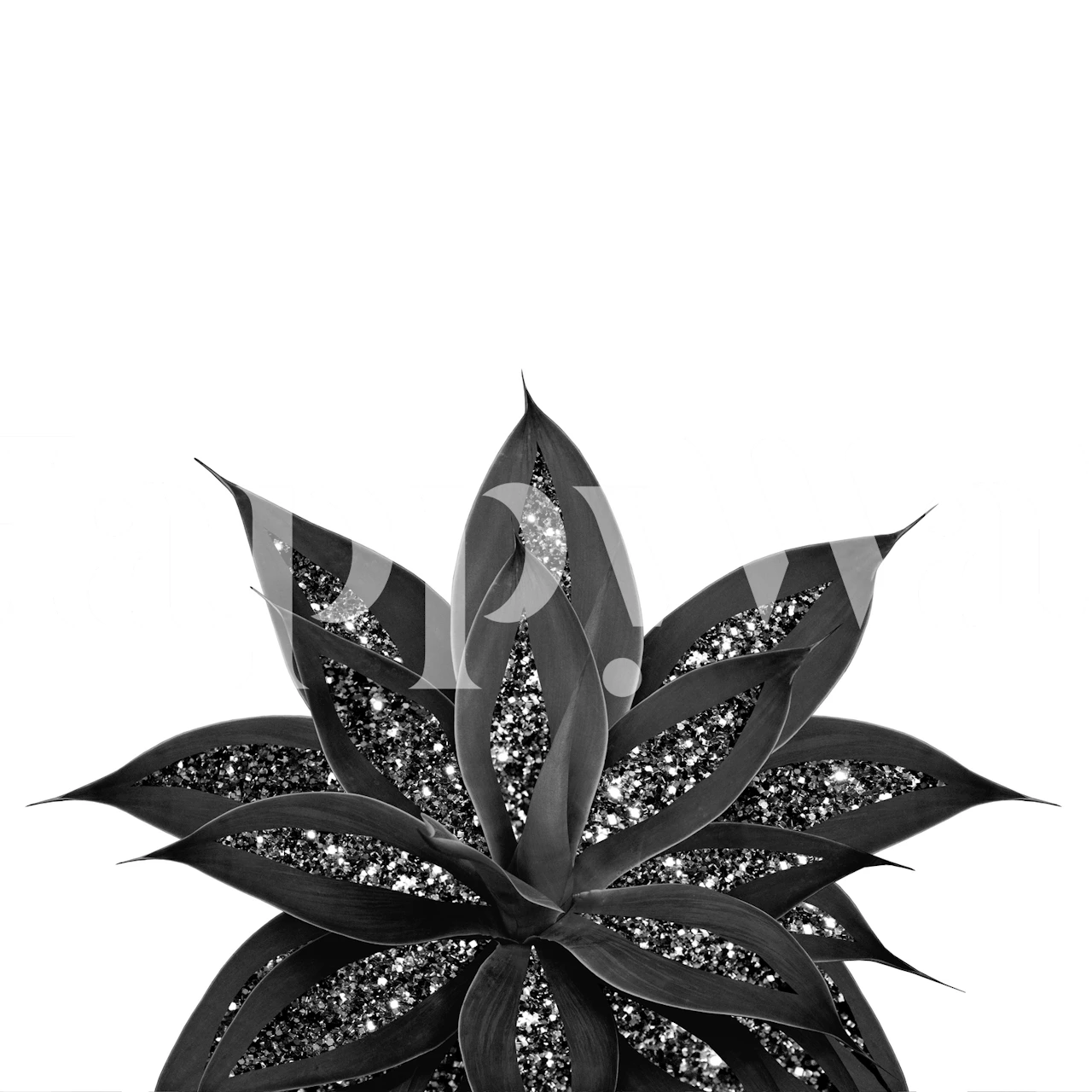 Black agave silver glitter wallpaper in a room