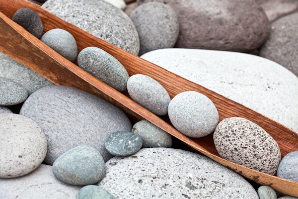 Various pebble stones in grey