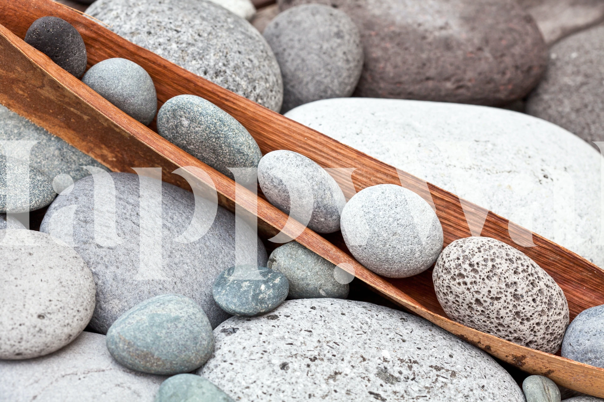 Grey pebble stones wall mural for a calming room atmosphere