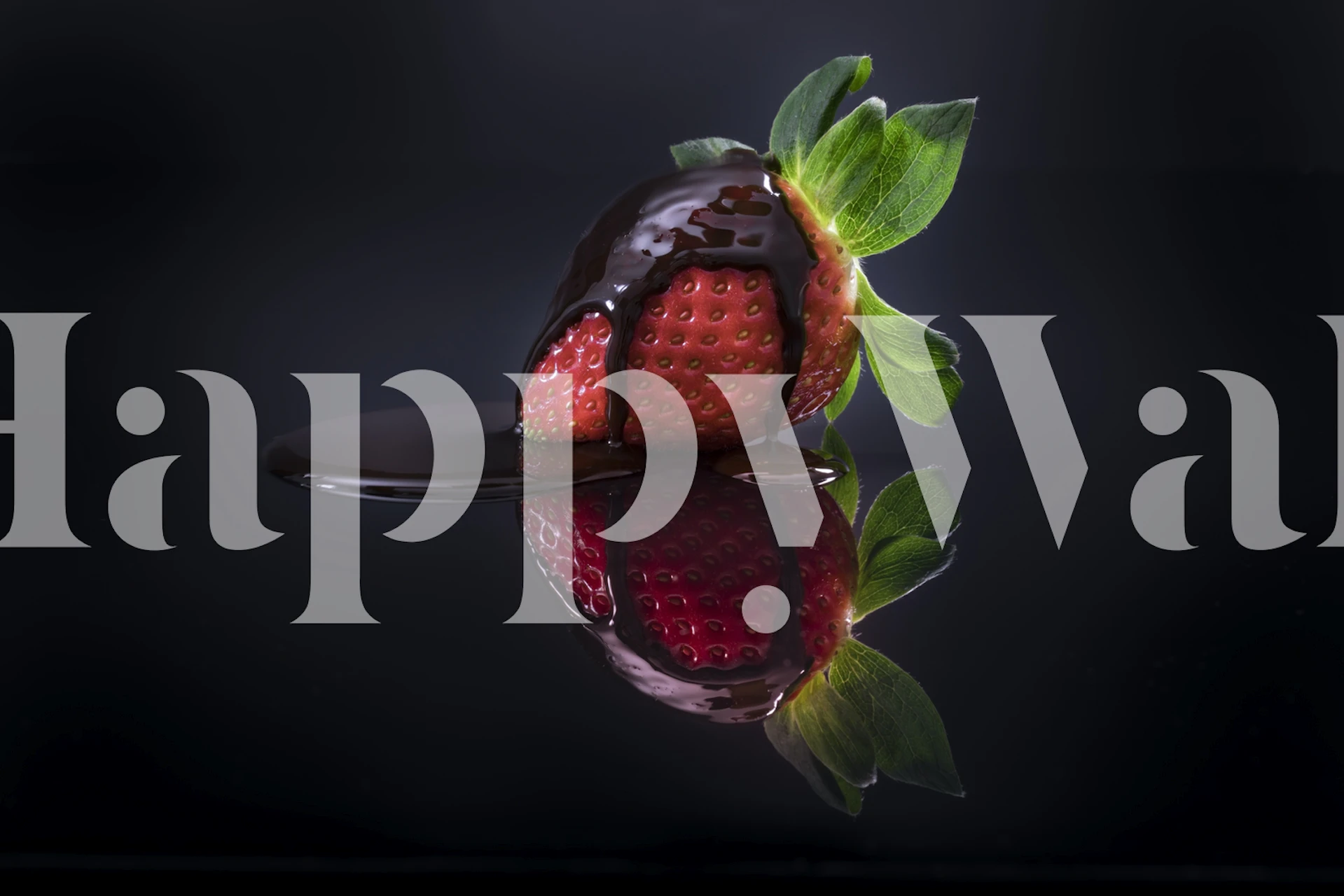 Chocolate dipped strawberry on a black background wallpaper