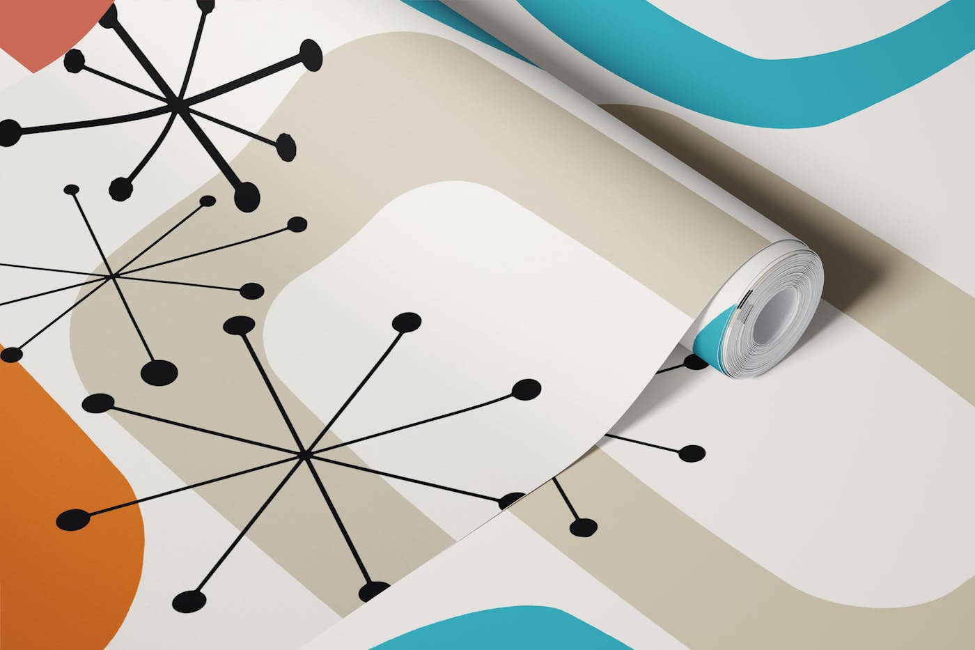 Mid Century Modern Shapes 04 wallpaper roll