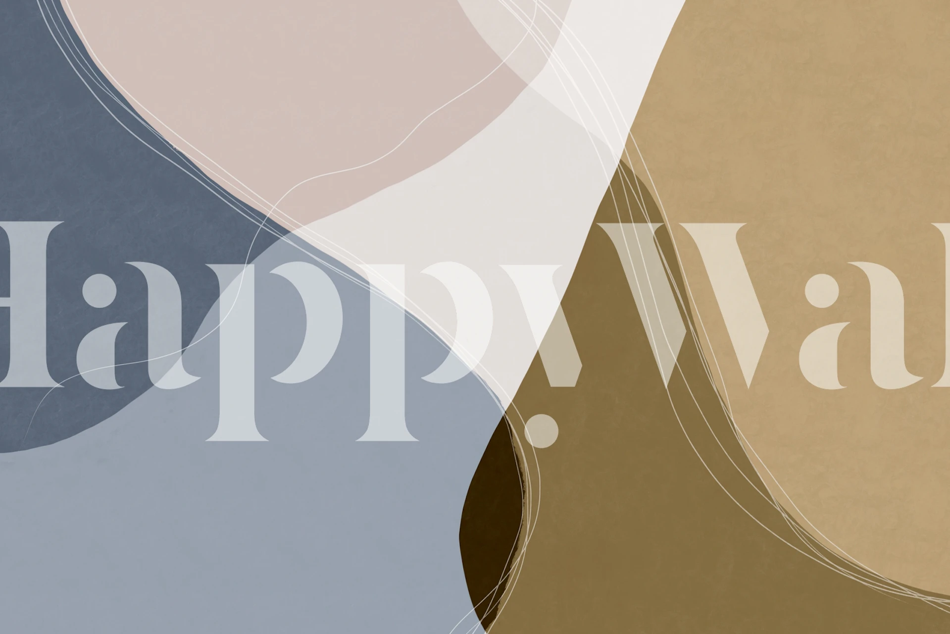 Modern abstract geometric wall mural in blue, pink, and neutral tones