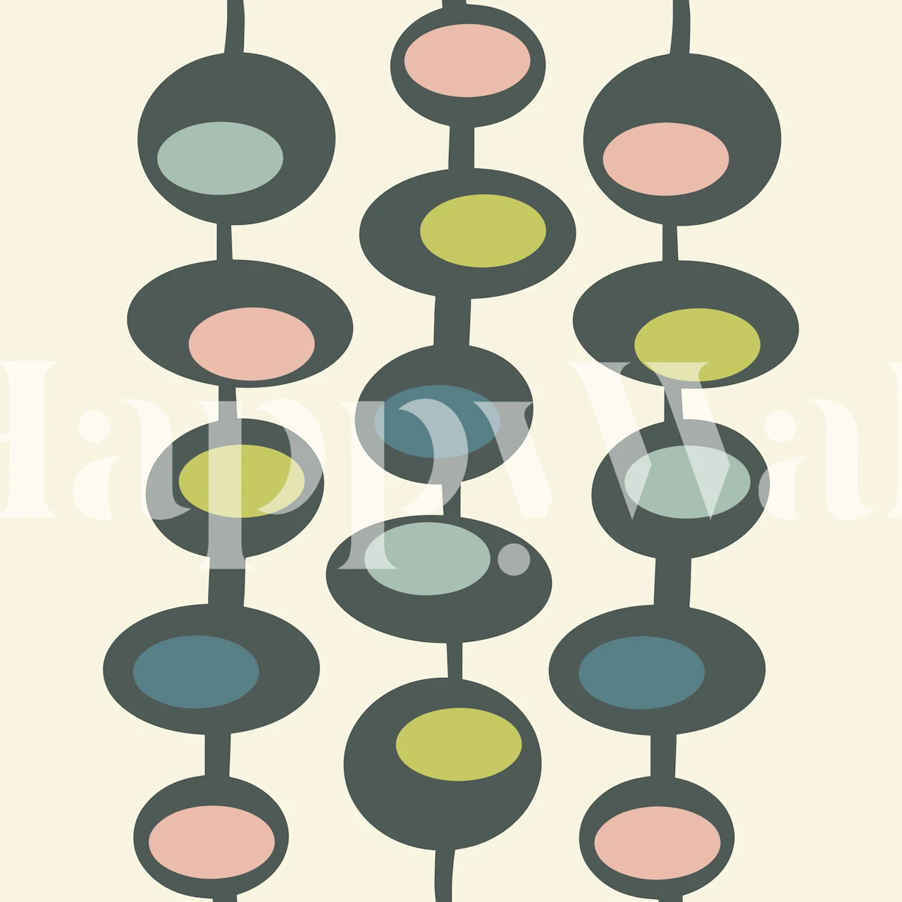 Nowoczesna fototapeta bombki z połowy stulecia w pastelowych kolorach