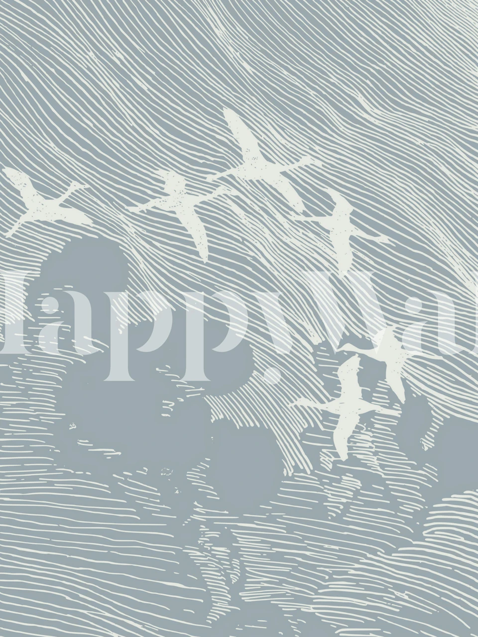 Tapeta Vintage Crane Birds v pokoji