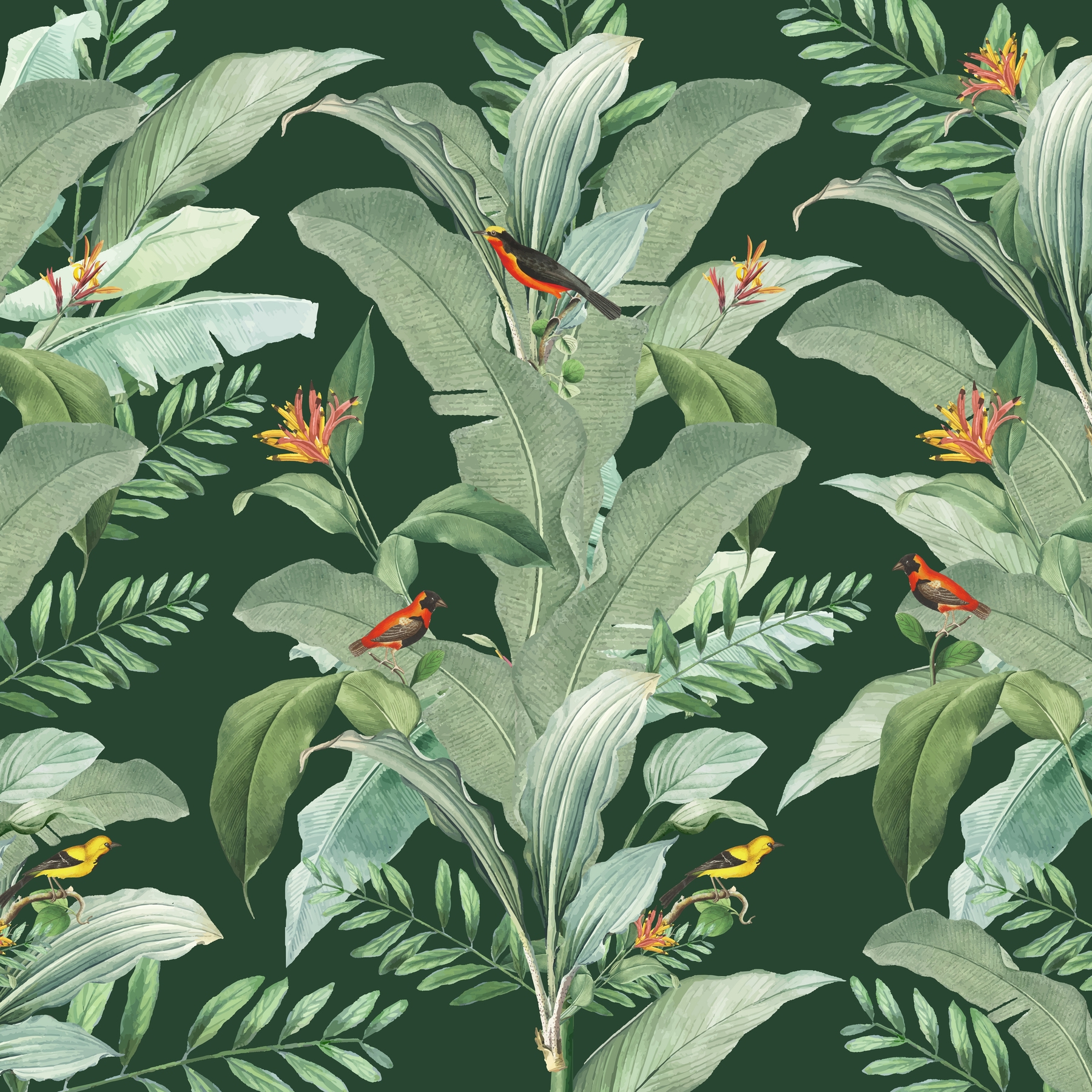 Buy Leaf Bird Green wallpaper - Free shipping