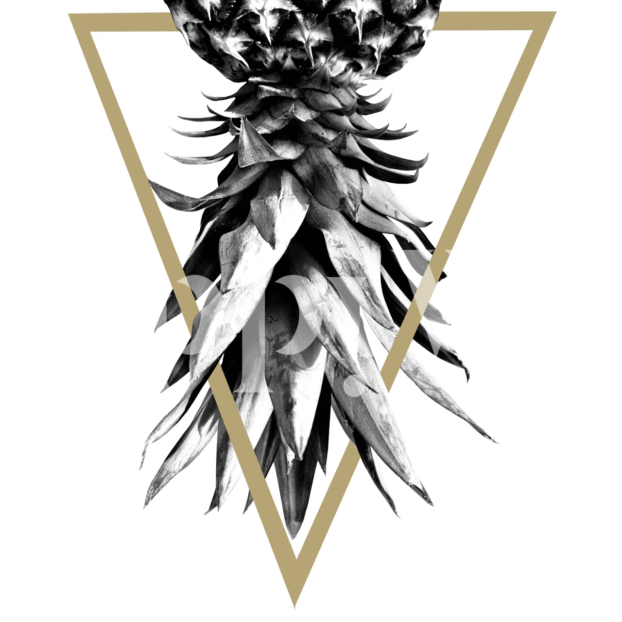 Monochromatic pineapple design with geometric lines
