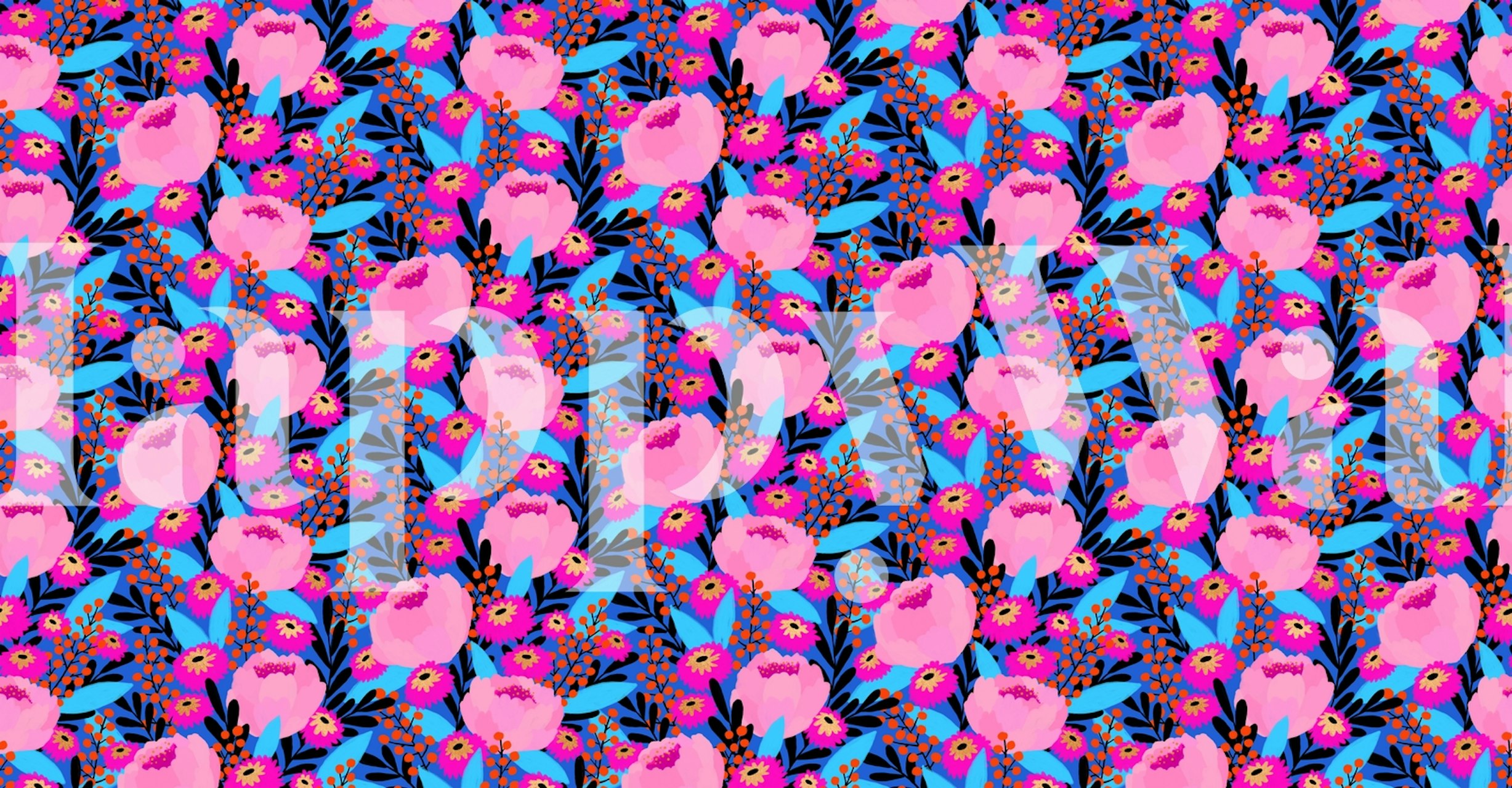 Anemone Garden -tapetti huoneessa