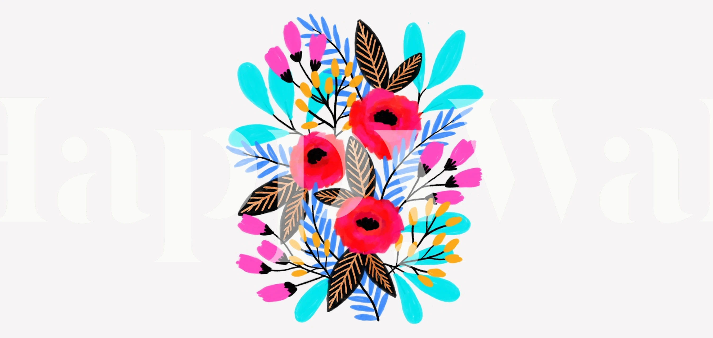 Colorful floral wallpaper design for interiors