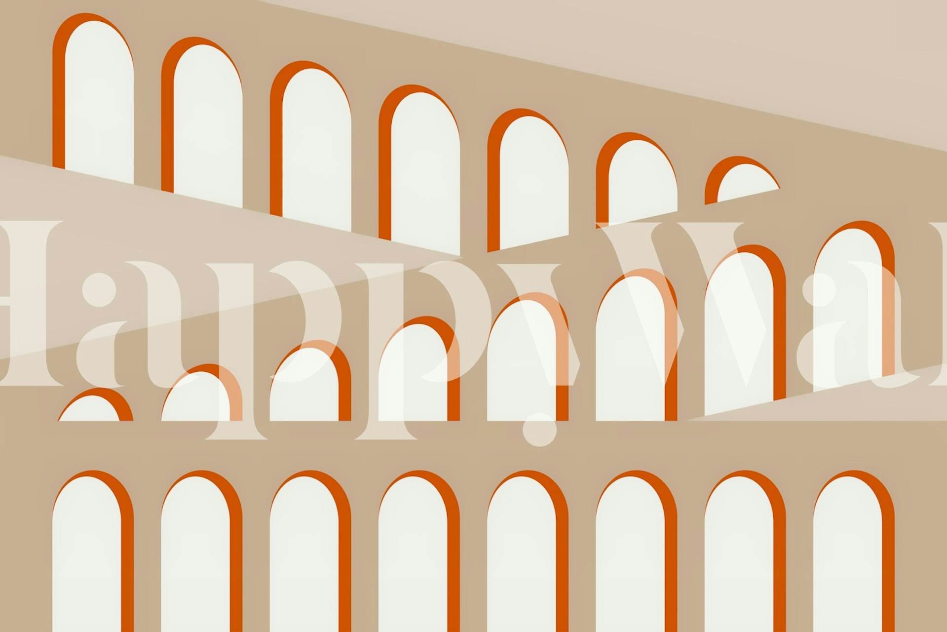 Mid century arches in beige and orange geometric wallpaper