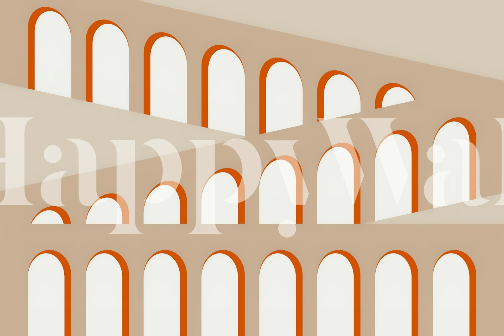 Mid century arches in beige and orange geometric wallpaper