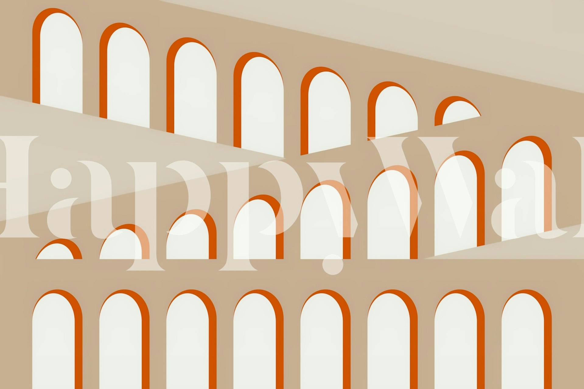 Mid century arches in beige and orange geometric wallpaper