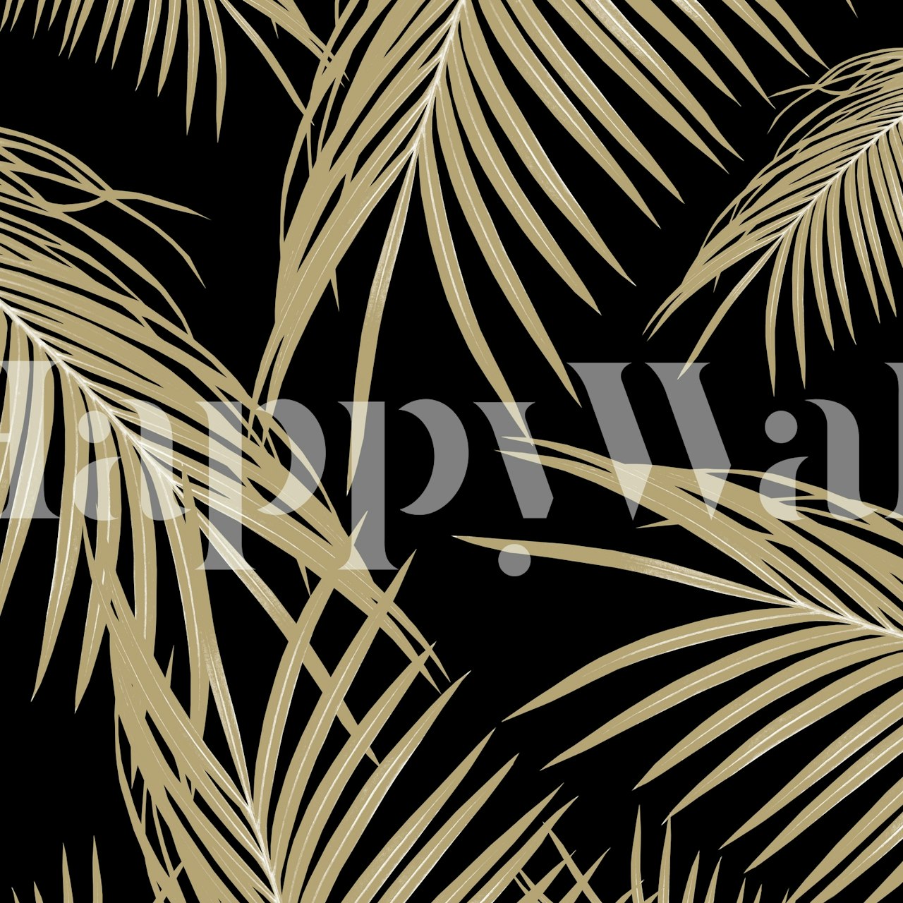 Tapeta Gold Palm Leaves w pokoju