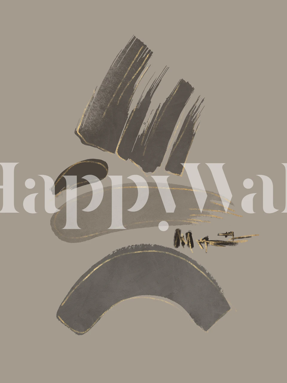 Nardo Gray V abstract wall mural with minimalist brush strokes